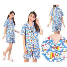 Yuki Fashion Pajamas Set Doraemon Biru 3 + Celana Pendek
