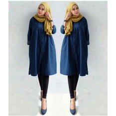 Yuki Fashion Tunik Inez Bahan Semi Jeans - Fit-XL- Navy