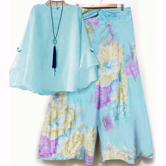 yunashop stelan kulot set kulot setelan baju muslim trendy motif bunga 