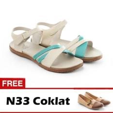 Yutaka Sandal Triple Strappy D6 Krem GRATIS Yutaka Sepatu Wanita N33 Coklat