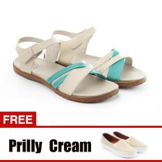 Yutaka Sandal Triple Strappy D6 Krem GRATIS Yutaka Sepatu Wanita Slip On Prilly Krem