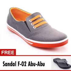 Yutaka Sepatu Kets Sneakers Abu-abu Orange Free Footage Sandal Pria F- 02 Abu-abu ukuran 40