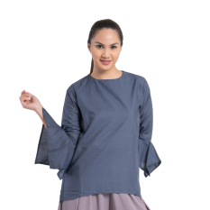 Zada Atas Wanita Tangan Peplum - Abu