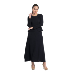 Zada Gamis Maxi Dress Peplum Dan Ruffle - Hitam