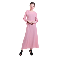 Zada Gamis Maxi Dress Peplum Dan Ruffle - Pink Salem