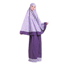 Zada Mukena Katun Jepang Motif Bunga - Ungu Kombinasi