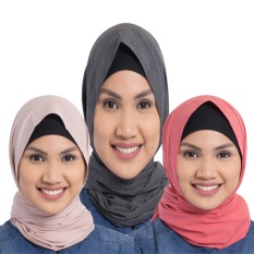 Zada Pashmina Supernova - Pink-Hitam-Coklat Muda - 3 pcs