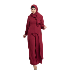 Zada Set Atasan Celana dan Hijab - Maroon