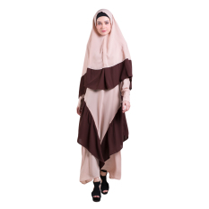 Zada Set Gamis Syar'i Frill - Coklat Tua / Coklat Muda