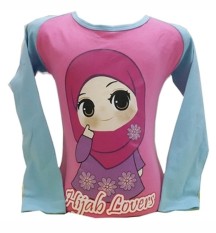 Zahra Kaos Anak Muslim Hijab Lovers Pink Lengan Biru