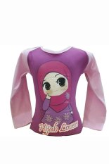 Zahra Kaos Anak Muslim Hijab Lovers Ungu Lengan Pink