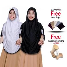 Zannah Hijab Jilbab Instan Aira Premium Original Grade A Khimar Lagsung Pakai Bolak Balik 2 in 1 Hijab Instant Termurah Paling Laris Best Seller Atasan Dress Wanita Muslimah Kancing Samping Pet Anti Tembem - Free Inner + Kaos Kaki