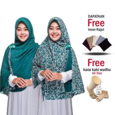 Zannah Hijab Jilbab Instan Pesta Kekinian Motif Bunga Serut Syari Hijab Instant Pengajian Jumbo Murah Kerudung Khimar Instan Bergo Simple Pet Anti Tembem Langsung Pakai Jilbab Model Terbaru Atasan Wanita Hijab Muslim Terbaru - Free Inner & Kaos Kaki