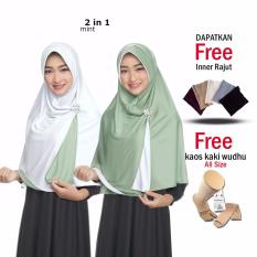 Zannah HIjab / Kerudung Instan Bolak Balik Termurah / Harga Grosir / Jilbab Instan Jumbo Syari / Hijab 2 in 1 Ukuran Besar / Fashion Muslim Terbaru Muslimah Wanita Model Sekarang + Free Inner + Kaos Kaki
