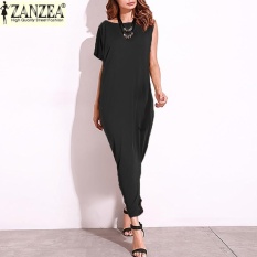ZANZEA 2017 Fashion Wanita SATU Bahu Darpe Pesta Malam Gaun Panjang Maxi dari Bahu Dibagi Patchwork Baju Kemeja Etnis Tops (hitam) -Intl