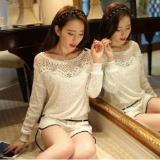 Blusas Femininas 2016 Wanita Renda Berongga Keluar Elegan Blus Kemeja Wanita Pakaian Putih Roupas Tops Plus Ukuran (Putih) -Intl ZANZEA