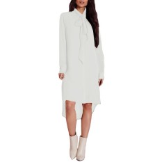 ZANZEA Fashion Blusas 2016 panas jual baju kemeja wanita lengan panjang kasual Amsymetircal blus sifon ukuran lebih S-5XL atasan putih pucat - International