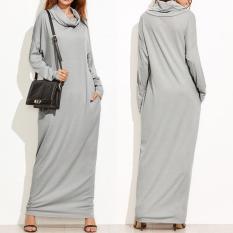 Zanzea Long Dress Kaftan Maxi Wanita Casual Lengan Panjang Model Longgar Aksen Saku