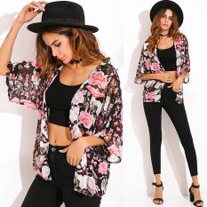 Zanzea Wanita Vintage Floral Shaw Kimono Lembaran Kain Sutera Tipis Longgar Cardigan Dicetak