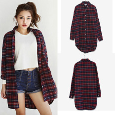 Rp 181.501. Zanzea Perempuan Memeriksa Kotak-kotak Didorong Kerah Kemeja Kasual Lengan Baju Panjang Katun Atasan Blus ...