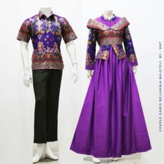 Zaviera Batik Couple Sarimbit Gamis Baju Pesta Belvania - Ungu