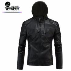 Zeitgeist Leather Black Hoodie Biker Stylish Jaket Kulit Sintetis (NW-03)