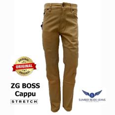 ZG BOSS - Celana Jeans Panjang pria - Warna Coklat Cappu - Stretch