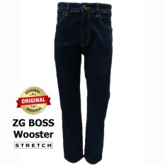 ZG Boss - Celana Jeans Pria Stretch Warna Biru Tua Wooster