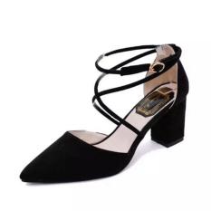 ZH Menunjuk Di Cross Gelang Tali Sepatu Sandal Wanita (Hitam)-Intl