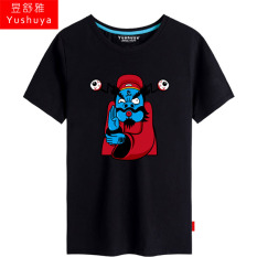 Chung Kui Zhong Kui Katun Lengan Pendek Pria Sejarah Baju Kaos Kaus (HITAM 1)