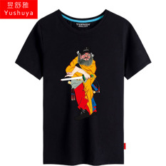 Chung Kui Zhong Kui Katun Lengan Pendek Pria Sejarah Baju Kaos Kaus (Hitam 2)