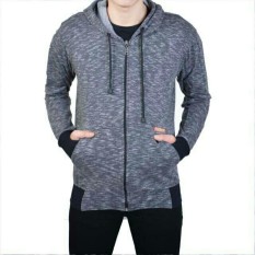 ZIPSHOP JAKET DISTRO ORIGINAL THUMBHOLE HOODIE ZIPPER UNISEX GREY TWOTONE