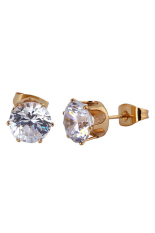 Zircon 18 K Berlapis Emas Anting Tindik Set 2 (Emas)
