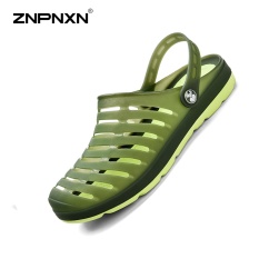 Pria's Sepatu Musim Panas Pecinta Jelly Sepatu Sepatu Berlubang Sepatu Pantai Sepatu Sandal Sandal Pengait Sepatu Pria Kasual Zapatos Hombre Ukuran 39-45 Meter (Hijau Tentara) -Intl
