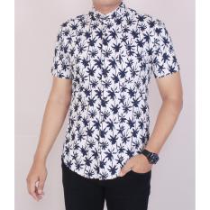 Zoeystore 5464 Kemeja Printing Pria Lengan Pendek Exclusive Baju Kemeja Formal Cowok Kerja Kantoran Putih Motif Kelapa Kemeja Pantai