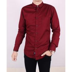 Zoeystore1 5114 Kemeja Pria Lengan Panjang Baju Kemeja Fomal Cowok Exclusive Merah Maroon