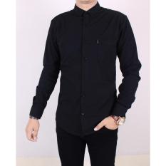 Zoeystore1 5115 Kemeja Pria Polos Lengan Panjang Baju Kemeja Fomal Cowok Exclusive Hitam