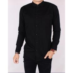 Zoeystore1 Kemeja Exclusive Hitam Polos Murah / Baju Kemeja Distro Keren 4122 Polos Jeans Katun M,L,XL