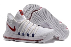 ZOOM NBA Sepatu KD 10 EP Apa Yang Durant Elite Anti-slip Sepatu Bola Basket #35 Kevin Wayne Durant OFFICIAL Golden State Warriors Pria (Abu-abu) -Intl