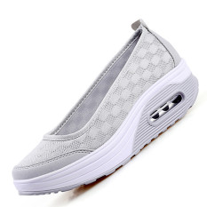 ZOQI Busana Wanita Musim Panas Datar Slip-ons Sepatu Kasual Yang Nyaman untuk Hardly Breathe (Abu-abu).