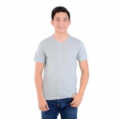 Zos Kaos T-Shirt Distro Atasan Pria Lengan Pendek V Neck - Abu Muda
