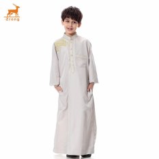 Zrong Terbaru Orang Tua-anak Muslim Bordir Jubah Muda Man National Costume Boys Arab Islamic Jubahs Remaja Pakaian-Intl