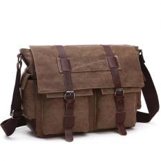 Zuo Lun Duo Tas selempang pria Kanvas Shuolder bag Coklat