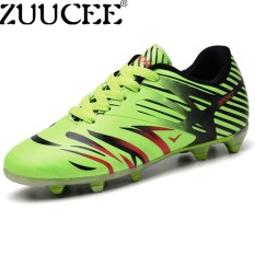 Zuucee Modis Pria Sepak Bola Sepatu Kuku Panjang Kasual Luar Ruangan Olahraga Sepatu Non-slip (Merah Fluorescent Hijau) -Internasional