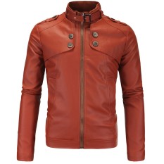 Zzooi Baru M-4XL Plus Ukuran Modis Pria Tiruan Kulit Jaket Pria Ramping Sepeda Motor Pengendara Sepeda Penahan Angin untuk Pria cokelat & Hitam-Internasional