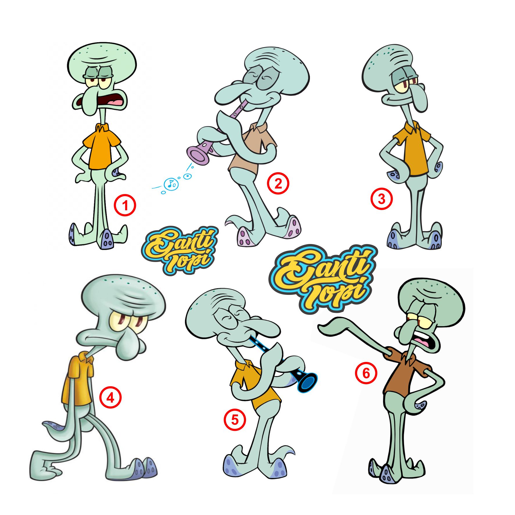 Sablon Setrika Squidward Karakter Spongebob Ganti Topi Lazada