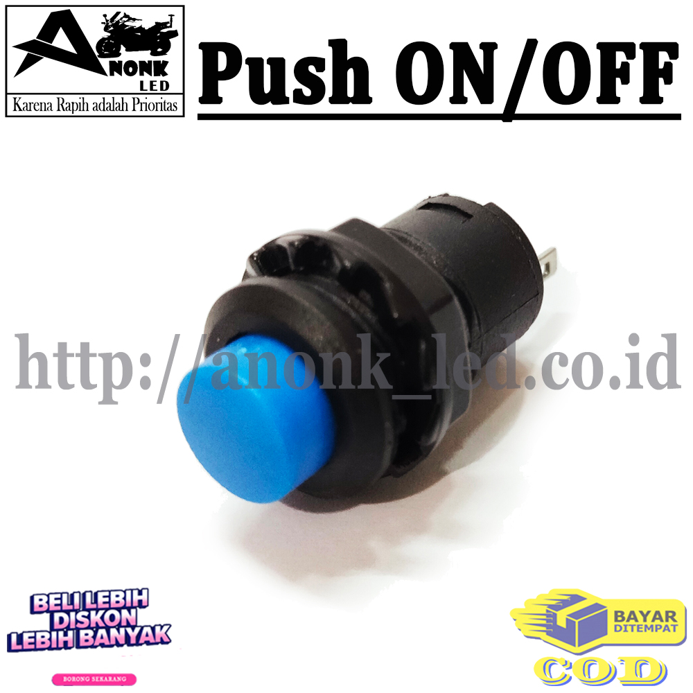 Tombol Saklar Push ON-OFF BIRU / Saklar Push On/Off Mini 2pin Biru ...