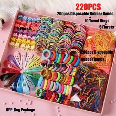 gvgsx9n 220PCS/Set BB Kids Girls Elastic Hairpin Hair Clip Hair Rope Accessories Gifts