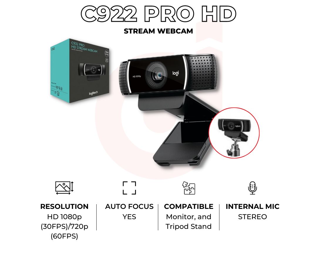 Logitech C922 Pro Stream Webcam Full HD 1080p Original Kamera Web