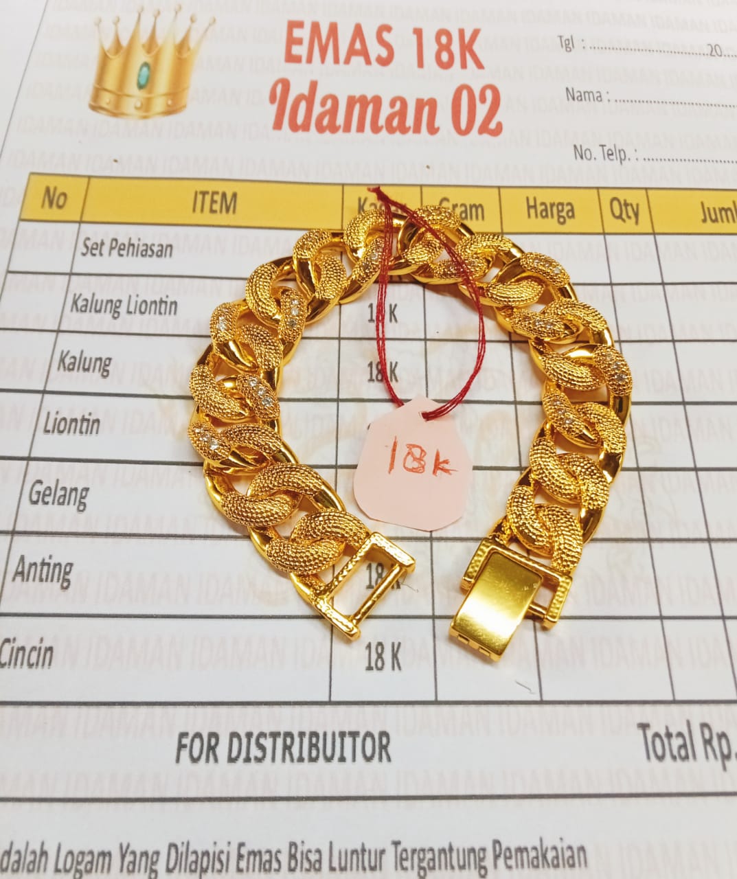 gelang emas asli 18k free surat pembelian Lazada Lazada Indonesia